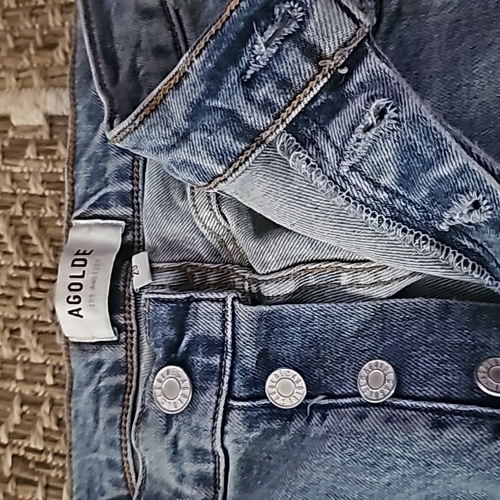 AGOLDE high rise button fly stretch denim